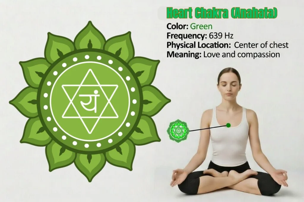 heart chakra color, meaning, function, and location