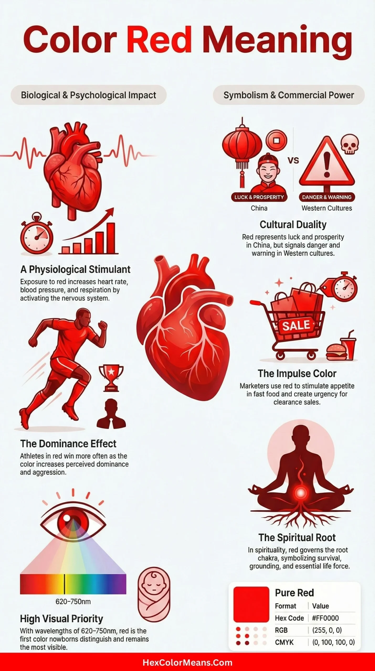 infographic showing meanings of color red