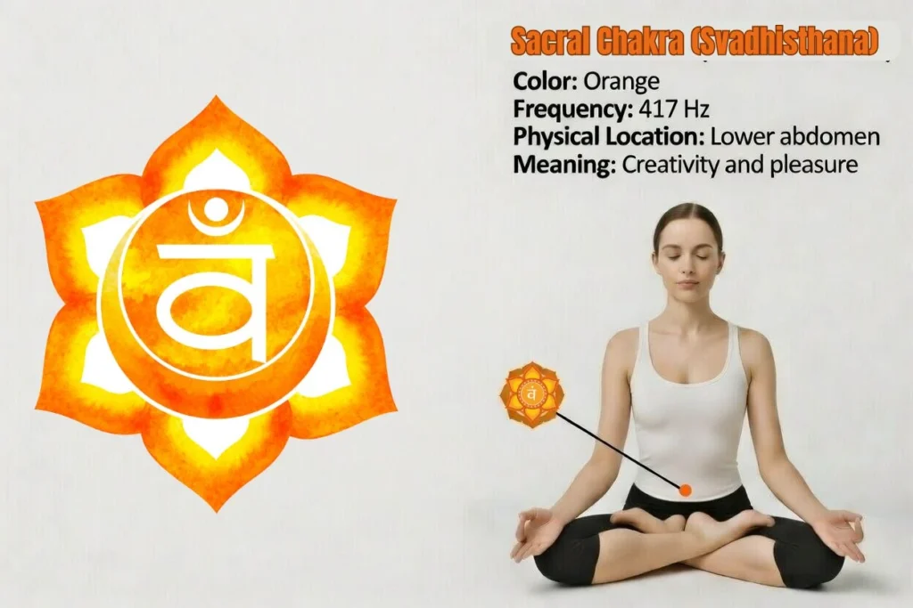 sacral chakra color, meaning, function, and location