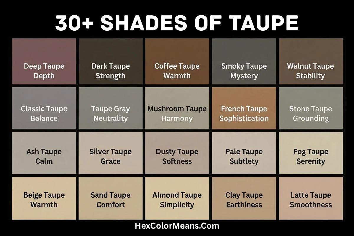 35 popular shades of taupe color with color codes and meanings